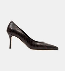 Yumba - Escarpins En Cuir Imprimé Bordeaux Parallèle