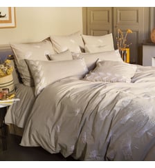 Housse de couette pur coton lavé tissé teint brodé beige Brise d'ete naturel Garnier Thiebaut
