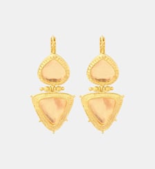 Boucles d'oreilles dormeuses poire et triangulaire   doré à l'or fin - Bysance Satellite