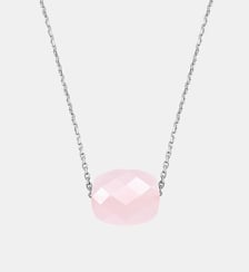 Collier, quartz rose poudre, or blanc Morganne Bello