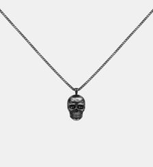 Collier Tête de mort Noir en Acier 316L Phebus