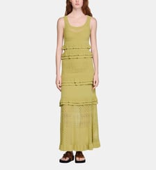 Robe longue en maille à volants Sandro