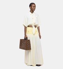 Grand sac tote en raphia naturel foncé avec disques 1969 signature Rabanne