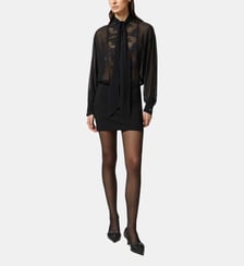 Mini-robe chemise en dentelle transparente Pinko