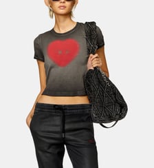 T-shirt côtelé avec cœur D effet aquarelle Diesel
