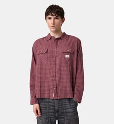 Chemise Boxy Cropped Garment Dye en coton signature Guess Jeans