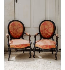 Paire de fauteuils Napoléon III en bois et tissu Ernest N°972- Produit chiné Debongout