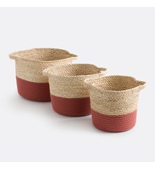 Lot de 3 paniers tressés avec base colorée La Redoute Interieurs
