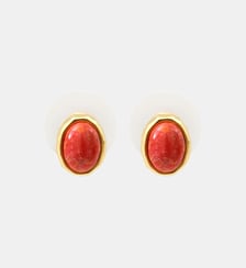 Boucles d'oreilles tiges percées ovales Océane  doré à l'or fin - Oceane Satellite