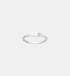 Bague cartouche Mini Addict en Argent avec diamant blanc La Garçonne Diamant