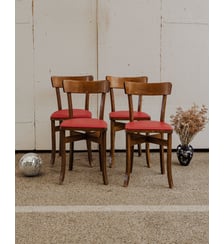 Lot de 4 chaises en simili cuir rouge Alma N°1605- Produit chiné Debongout