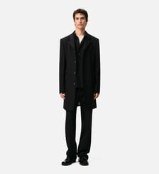 Manteau Droit Simple Boutonnage en Laine Vierge AMI Paris