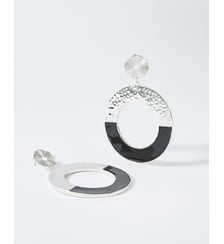 Boucles d'oreilles pendantes Illusion Vernis noir Flowers for Zoe