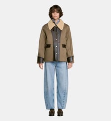 Manteau peau lainée bicolore Sandro