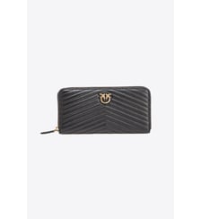 Portefeuille à contour zippé en cuir nappa à chevrons Pinko