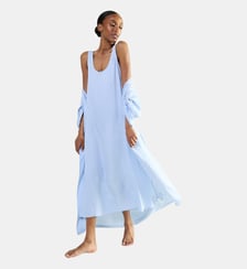 Chemise de nuit longue col rond en satin Laurence Tavernier