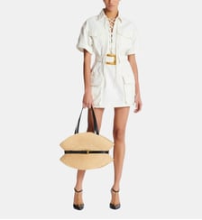Robe courte en toile à laçages Balmain