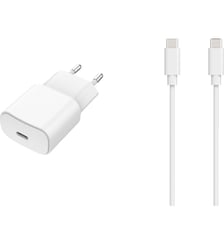 Chargeur secteur USB-C 20W + Câble USB-C 1M Blanc Essentiel B