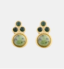 Boucles d'oreilles puces en acier inoxydable et pierre verte Balaboosté