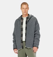 Sweat à capuche zippé en maille à double texture Diesel