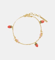 Bracelet charms fraises des bois et fleurs roses Les Néréides
