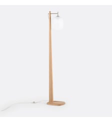 Lampadaire en chêne, métal fer verre givré La Redoute Interieurs