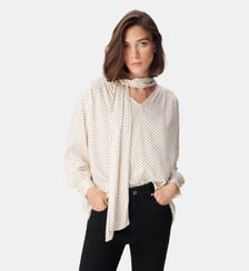 Blouse fluide motif pois col lavallière Ikks
