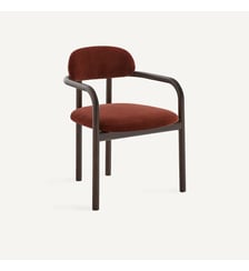 Fauteuil de table, en orme teinté noyer et velours AM.PM