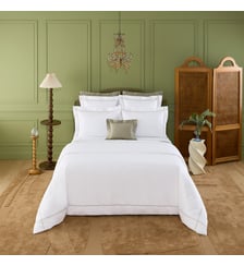 Housse de couette en percale de coton gris, Athéna Yves Delorme