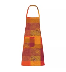Tablier pur coton enduit motif jacquard orange rouge Mille senteurs epices Garnier Thiebaut