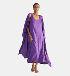 Chemise de nuit longue col rond en satin Laurence Tavernier