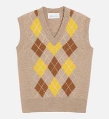 Pull Col V Sans Manches Avec Intarsia Argyle en Laine unisexe AMI Paris