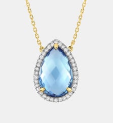 Collier, topaze swiss blue, diamants, or jaune Morganne Bello