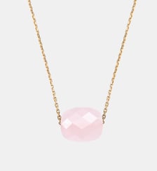 Collier, quartz rose poudre, or jaune Morganne Bello