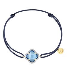Bracelet, topaze swiss blue, diamants, cordon blue jean, or jaune Morganne Bello