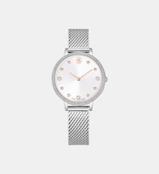 Montre Clarica, Fabriqué en Suisse, Bracelet en métal, Ton doré, Finition ton doré Swarovski