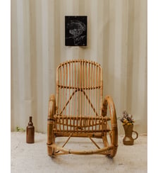 Rocking-chair en rotin et bambou Alibert N°79- Produit chiné Debongout