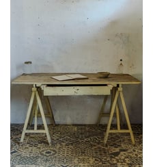 Bureau sur tréteaux en bois patiné Edouard N°1017- Produit chiné Debongout
