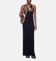 Robe longue en coton avec broderie en forme de palmier Rabanne