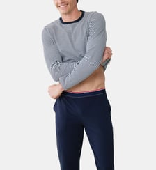 Ensemble pyjama haut marinière et short bleu marine en coton Le Slip Francais