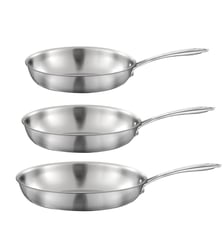 Gourmet - Lot de 3 poêles inox 24-28-32cm Cuisinox