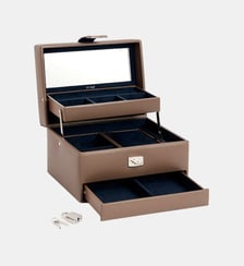 Boîte à bijoux moyen modèle ouverture automatique en cuir Le Tanneur
