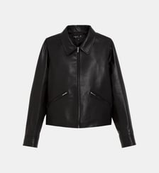 blouson Leslie en cuir d'agneau noir Agnès b.