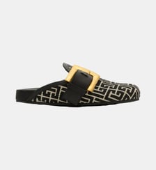Mules Anthem en toile jacquard à monogramme PB Balmain