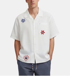 Chemise manches courtes en coton imprimé nippon Serge Blanco