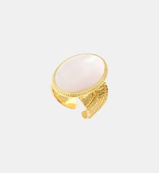 Bague ajustable ovale   doré à l'or fin - Ashanti Satellite
