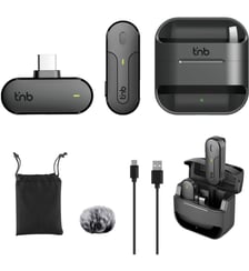 Micro cravate sans fil sans fil avec boitier de charge noir TNB
