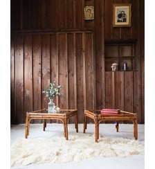 Paire de tables basses en rotin Léonie N°432- Produit chiné Debongout
