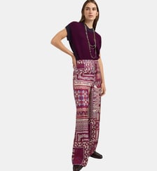Pantalon ample cocos bis en twill de soie imprime sur toute la surface Momonì