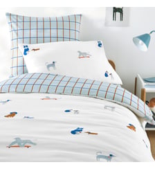 Housse de couette enfant, en coton lavé, imprimé chiens La Redoute Interieurs